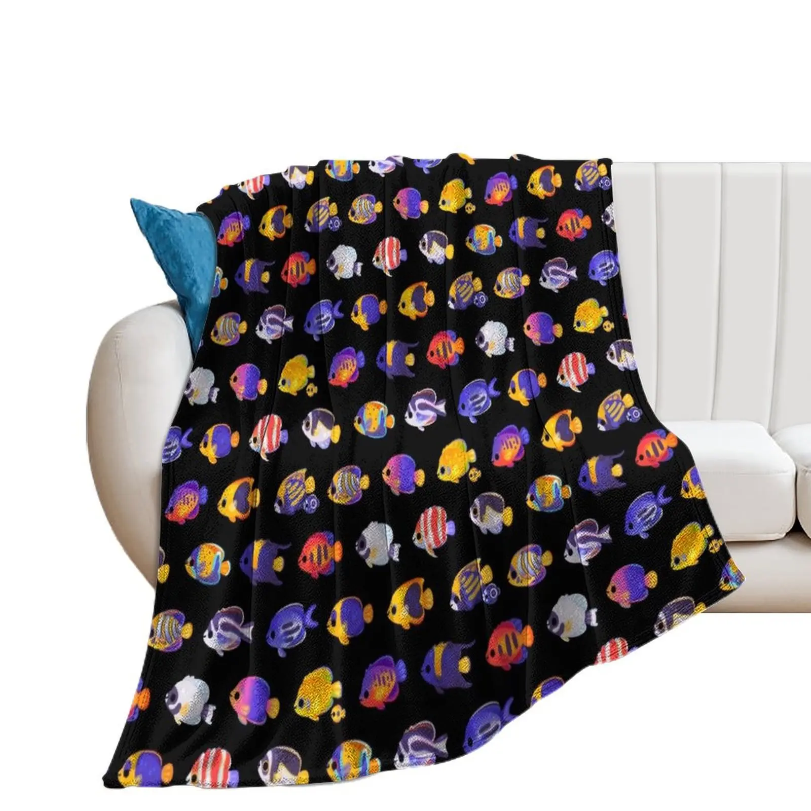 Angelfish! (marine) - name ver. Throw Blanket For Decorative Sofa Decorative Sofas Summer Beddings Designers Blankets