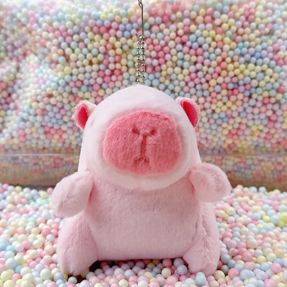 LLavero de felpa rosa para niños, colgante de animales de peluche, accesorios de dibujos animados, muñeca Capybara