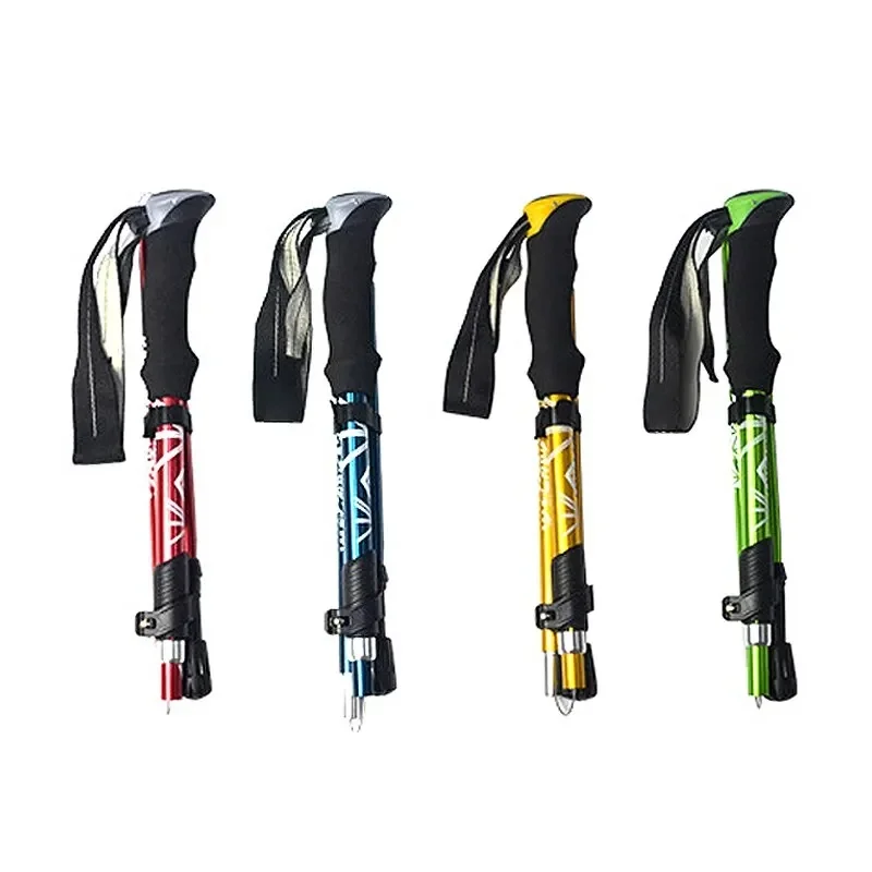

5 Section Outdoor Fold Trekking Pole Camping Portable Walking Hiking Stick For Nordic Elderly Telescopic Easy Put Into Bag 1 PCS