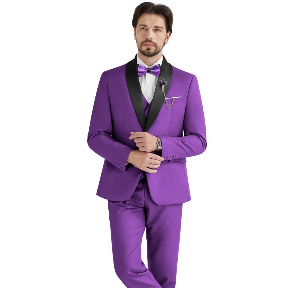 

Men's business three-piece suit Tweedlad style, suitable as groomsmen's attire regular fit, including a tuxedo-style jacket,