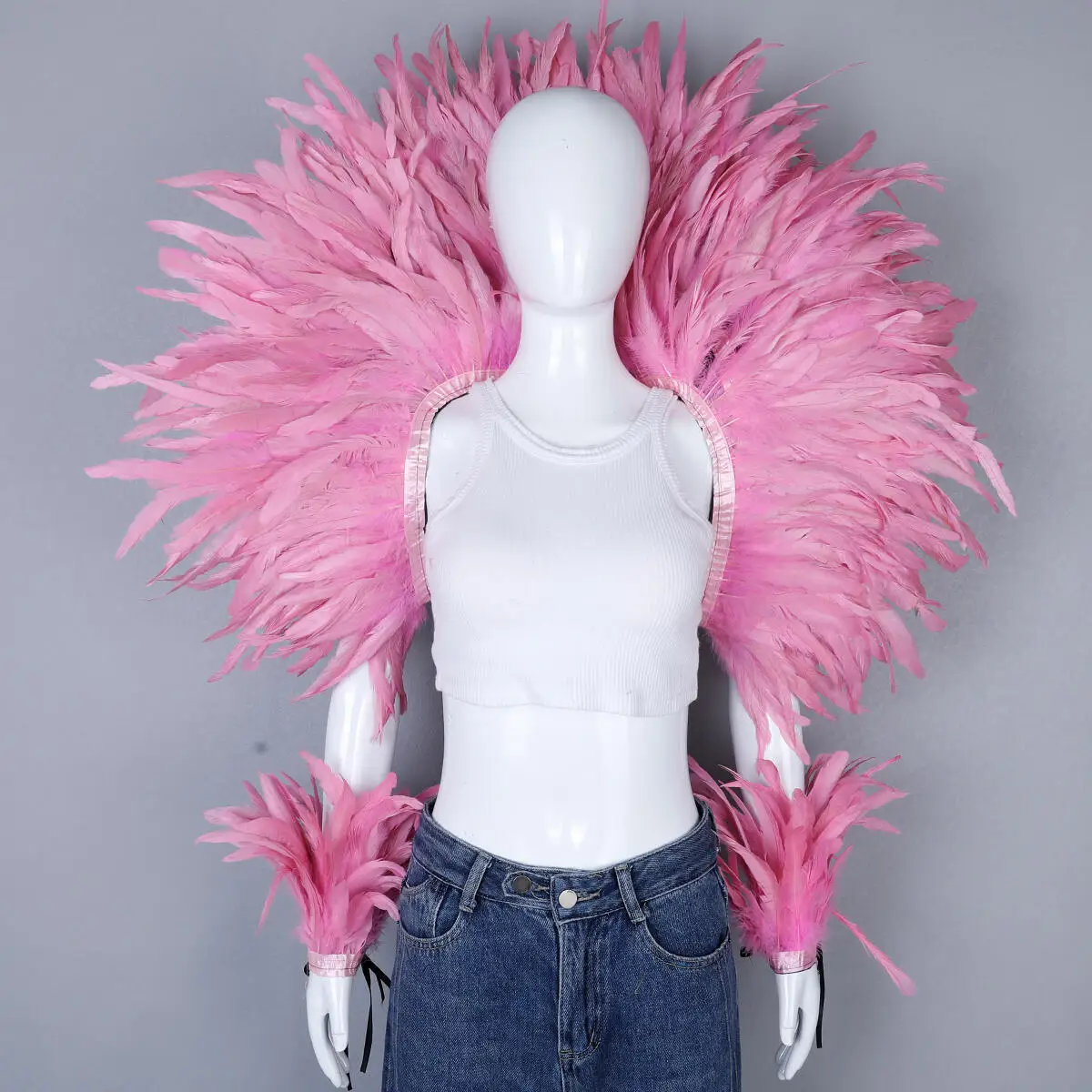 Party Karneval Elegante Damen Schal 2-teiliges Set Cosplay Feder Punk Halloween Masken Ball Feder Punk Karneval Party Set neue – Detail 15