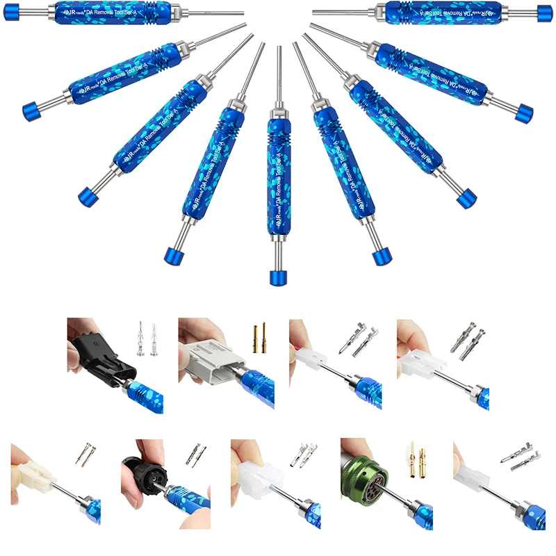 JRready ST5289 9PCS Tube Type Ejector Rod Contact Extraction Tool Set for AMP 4.2/6.35/2.13/CPC Series Pin and Socket Connectors