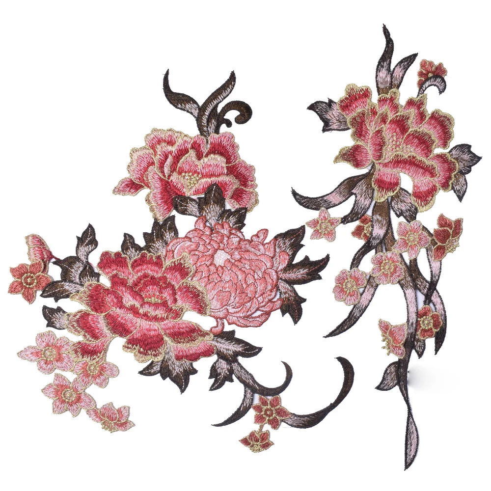 2Pcs/Set Embroidery Flower Patch Fabric For Curtain Cheongsam Dress Accessories Appliques DIY Sewing Repair view 5