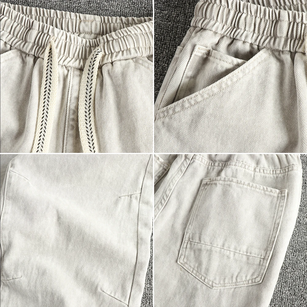 100% コットン ヘビーウォッシュ加工 ダメージ加工 メンズジーンズ ルーズストレートレッグ スリミング トレンドパンツ