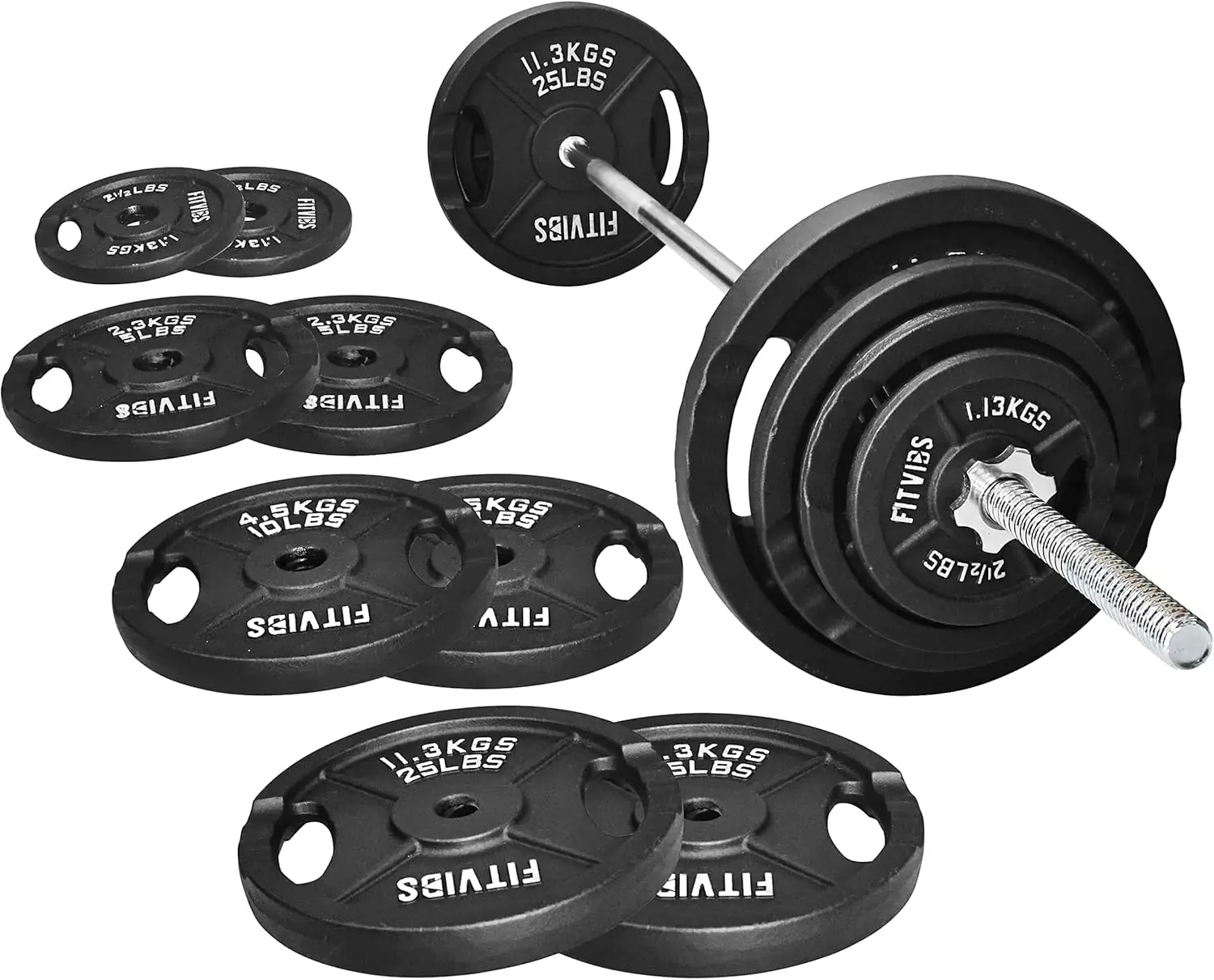 95-Pound Cast Iron Weight Set with 5FT Barbell Bar, Star Locks, and Multiple Plates for Home Gym
