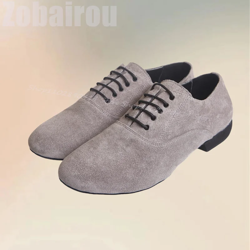 

Gray Sewing Design Strappy Suede Loafers Fashion Slip On Men Shoes Luxury Handmade Party Feast Banquet Office Men Casual Shoes