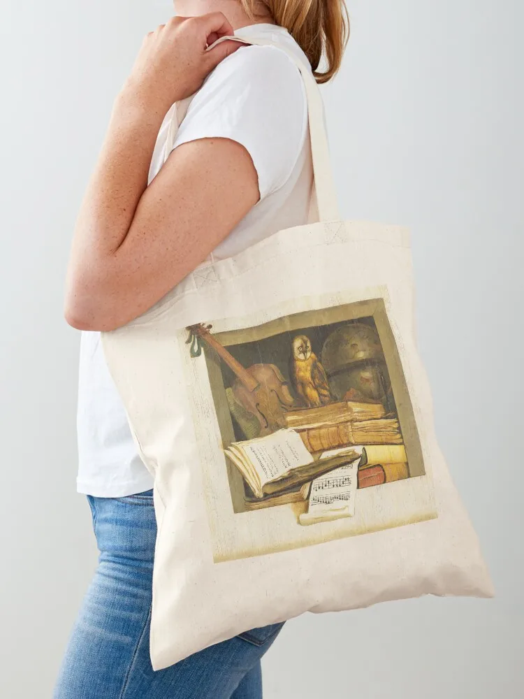 

Still Life,Books, Sheet Music,Violin, Celestial Globe and Owl Tote Bag eco bag folding tote bag women hand