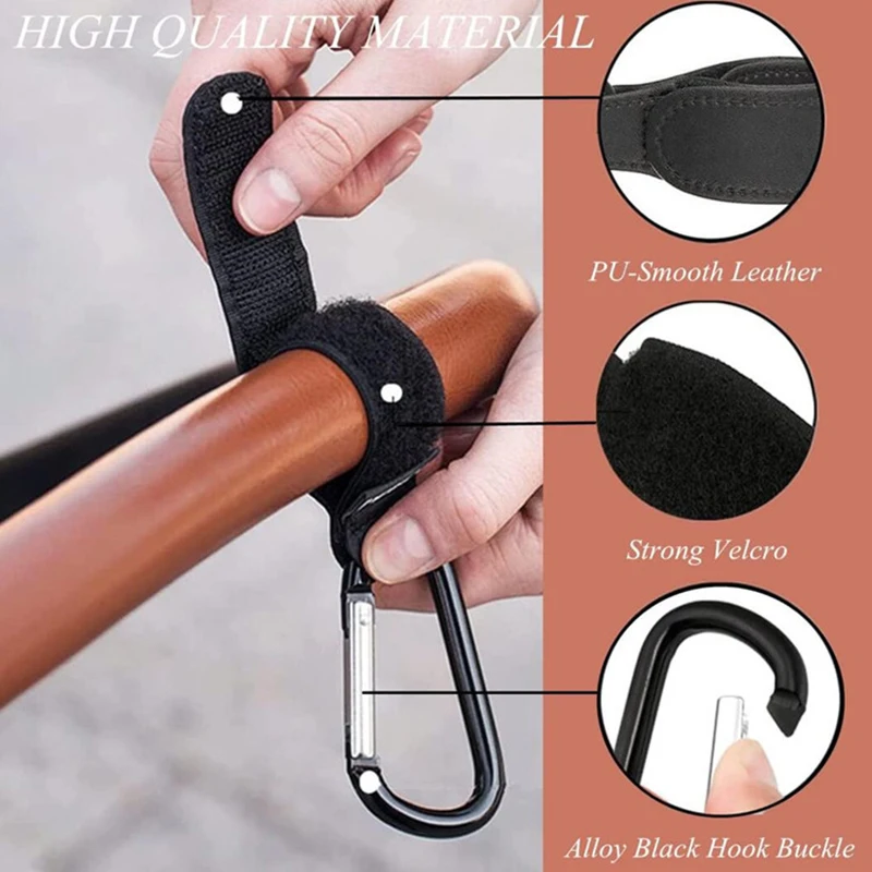 1/2pcs PU Leather Baby Bag Stroller Hook Pram Adjustable 360 Degree Rotatable Cart Organizer Pram Hook Crochet Stroller Accessor