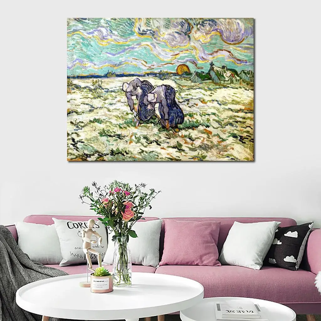 Art for Living Room Wall The Weeders (After Millet) by Vincent Van Gogh Paintings High Quality Hand Painted