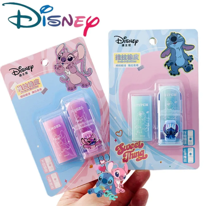 Disney Stitch Eraser Cartoon Genuine Easy Erasing Push-pull School Supplies Student Pencil Eraser Kids Writing Stationery Gifts