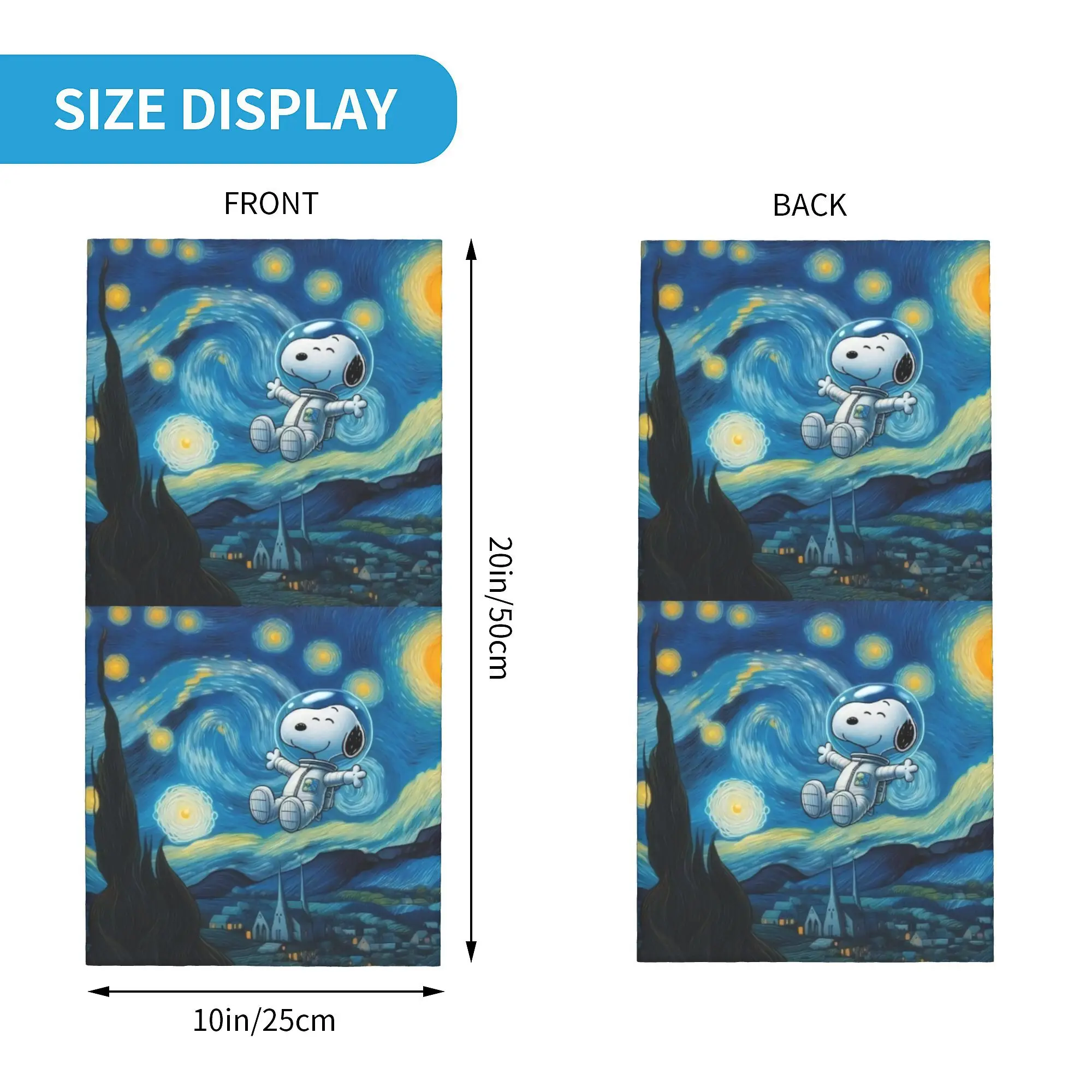 Custom S-Snoopys The Starry Night Bandana Neck Warmer Women Men Winter Hiking Ski Scarf Gaiter  Face Cover