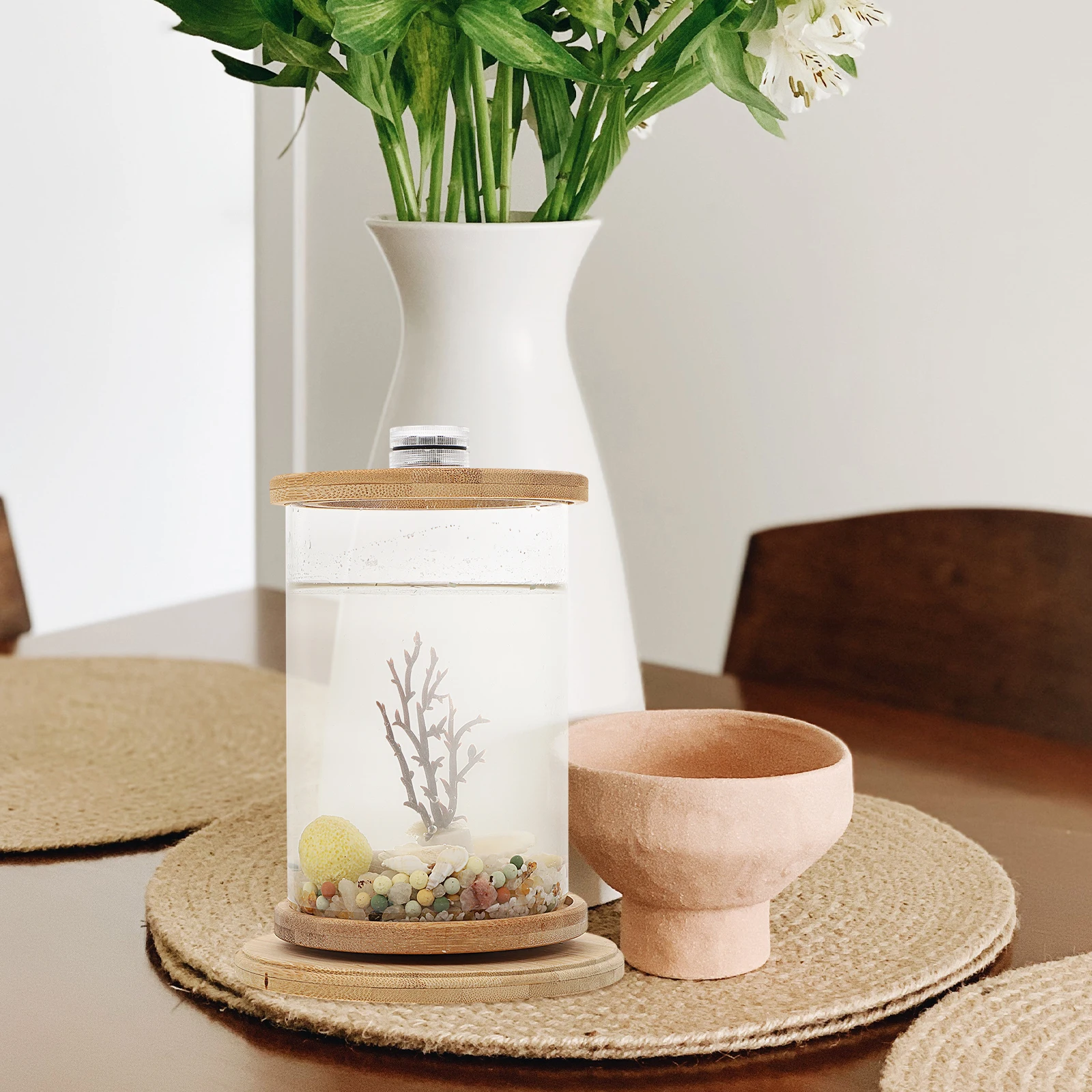 

Creative Eco Bottle Micro L scape Aquarium Tank Rotating Iron Tree Light Decorative Steel Glass Fish Bowl Office Home Indoor