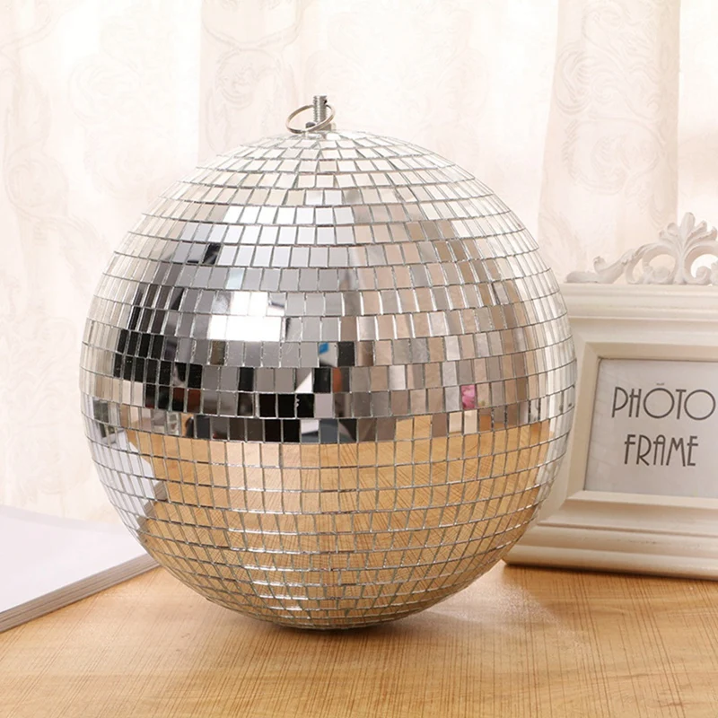 Colorful Stage Lighting Effect 8 Inch 20Cm Disco Mirror Glitter Ball Lightweight Silver Christmas Party Decor