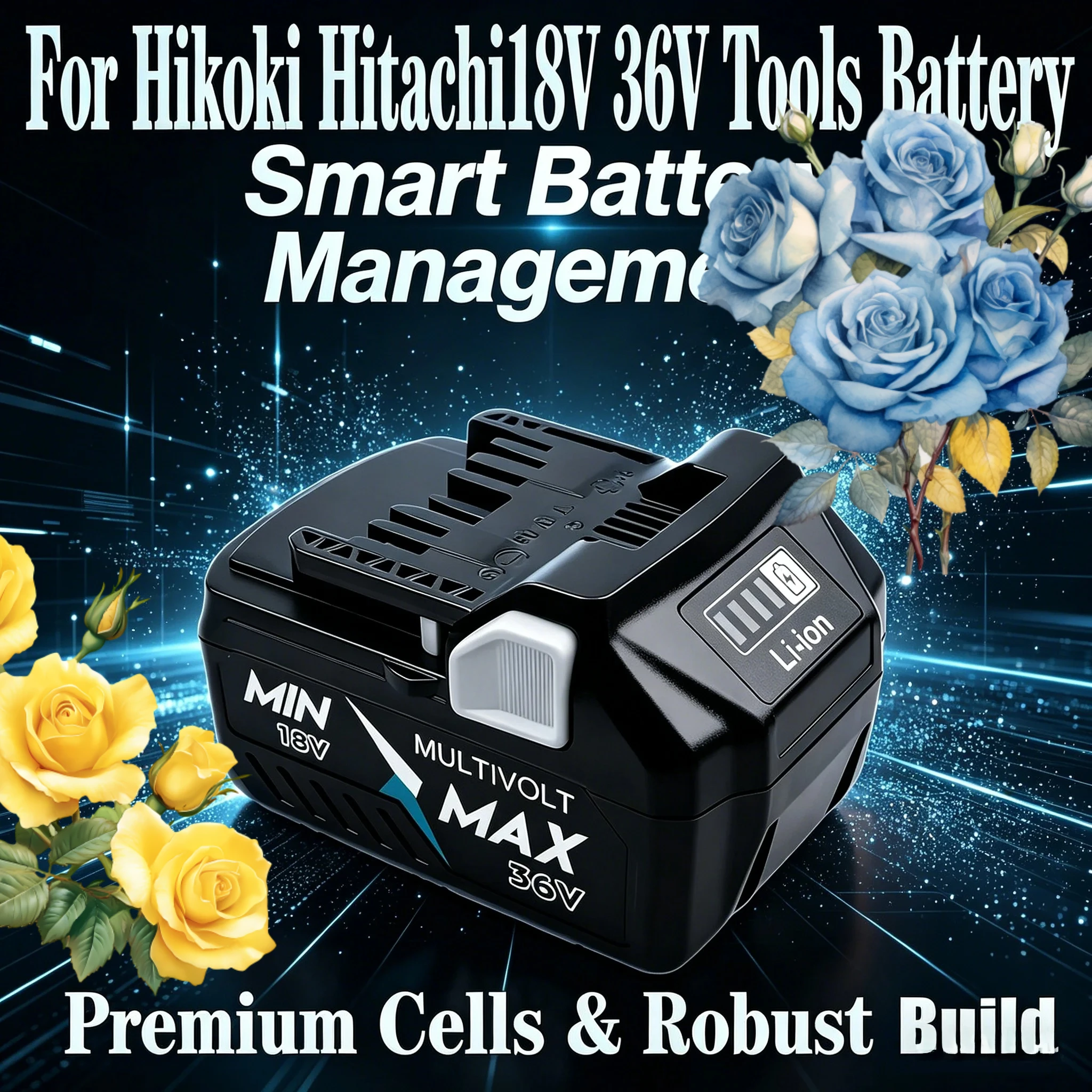 Аккумулятор Li-ion 36В 6.8Ач повышенной емкости для электроинструментов Hitachi HiKOKI DS18DBL BSL1840, увеличенный срок службы, промышленная замена