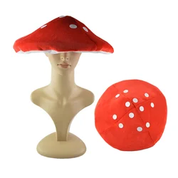 Mushroom Costume Hat Plush Costume Hat for Kids Mushroom Party Supplies Accessory ( White and Red )