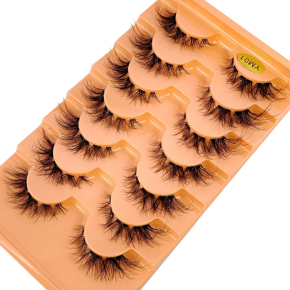 New 7 pairs Transparent Band Manga Lashes Cat eye Eyelashes 3D Natural False Lashes Fluffy Soft Wispy Eyelash Extension Makeup