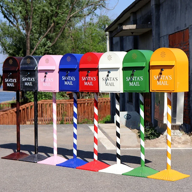 European retro wrought iron mailbox outdoor wall-mounted mailbox, mailbox floor