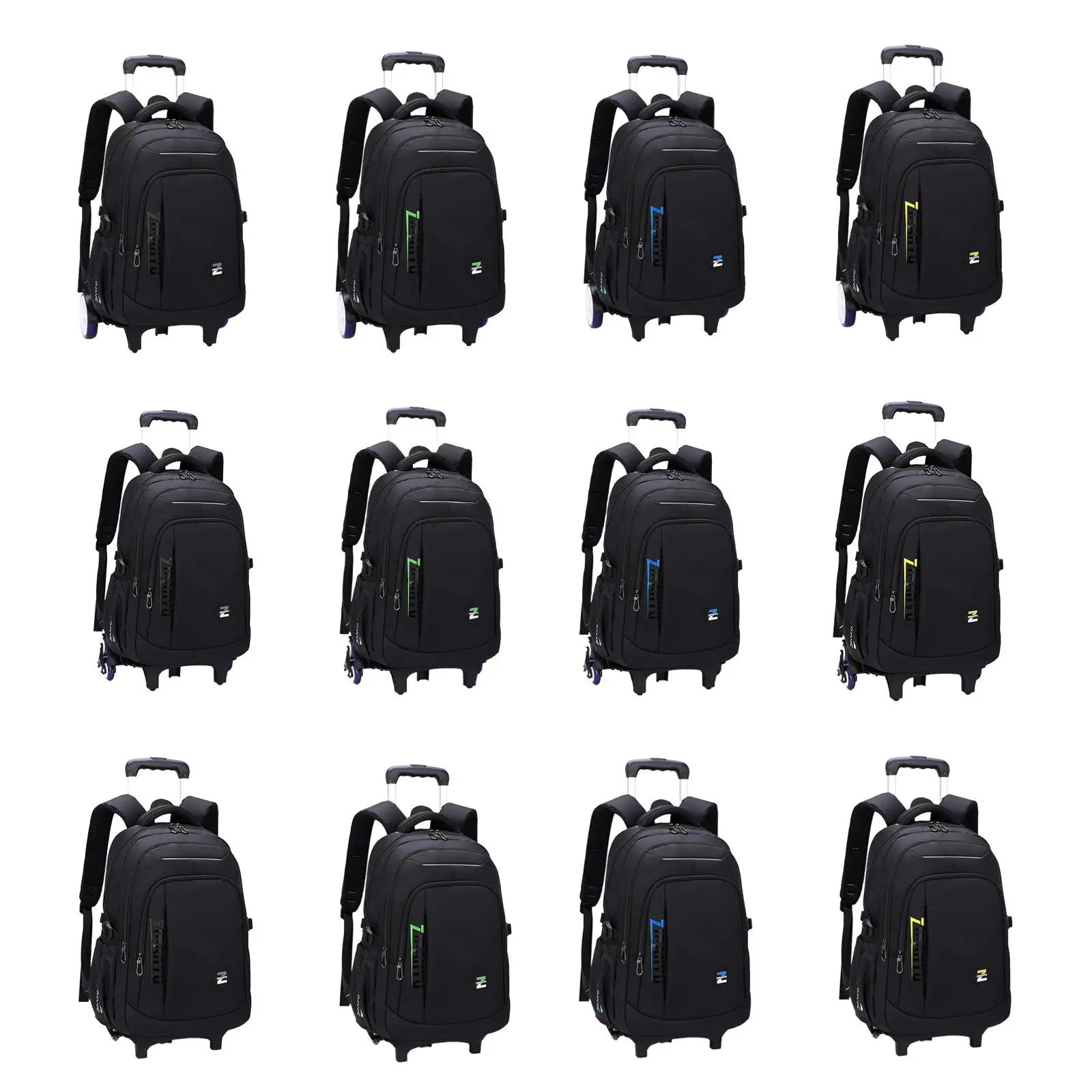 Rolling Backpack Portable Water Resistant Wheeled Laptop Backpack Computer Backpack for Overnight Camping Business Travel Adults