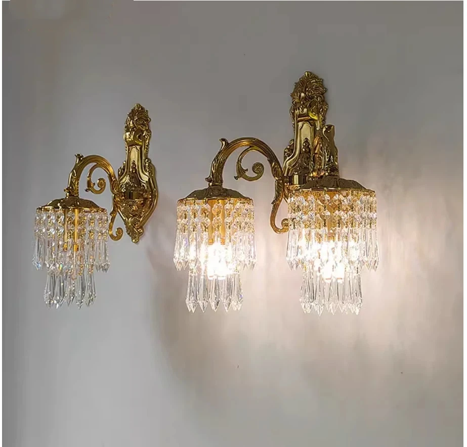 Alloy Crystal Wall Lamps Antigue Wall Sconce Candle Style Crystal Wall Bracket Bra Bed Lighting Crystal Shades Home Decoration