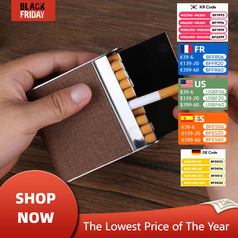 Hold 20 Pieces Cigarette Case Fashion Portable Canvas Cigarette Case Titanium Steel Frame Cigarette Boxes Smoking Boxes