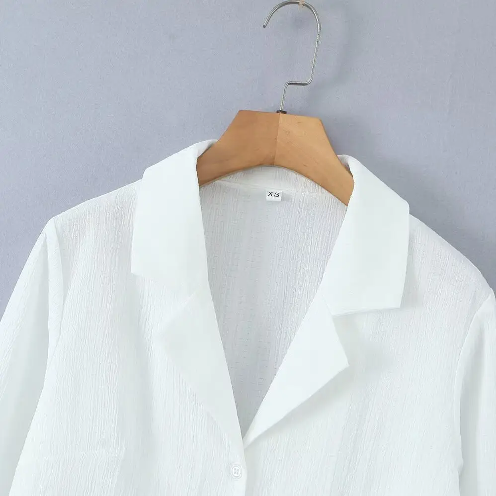 قميص نسائي أنيق جديد من JNLEAOG لفصل الخريف بتصميم عصري وياقة بدلة وأكمام طويلة من البوليستر فضفاض وغير رسمي