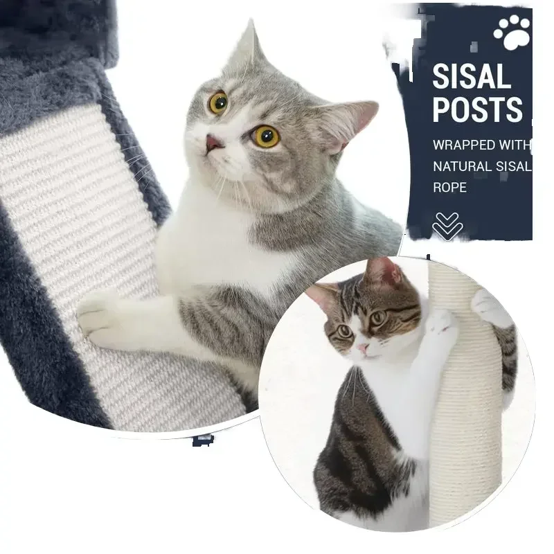 

Fashion Design Multi-Level Big Cat Tree For Large Cats With Sisal Scratching Posts Comfortable Cat Hanging Basket