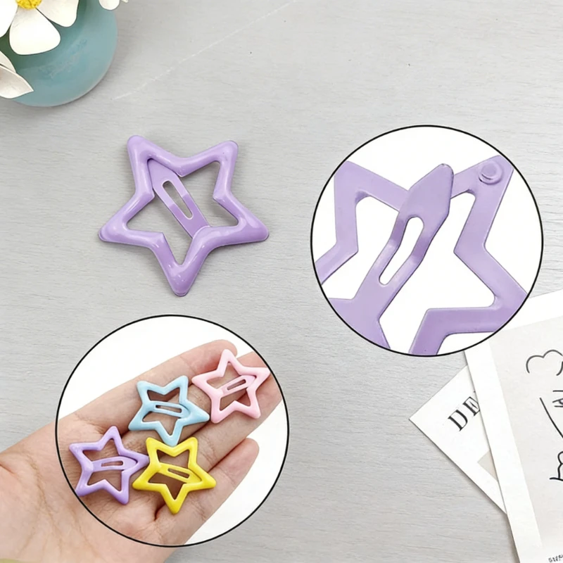 30/50/100 Stück Zufällige Bunte Stern-Haarspangen Rutschfeste Niedliche Einfache Metall-Haarklammern Kinder-Kopfschmuck Mädchen-Haaraccessoires – Detail 3