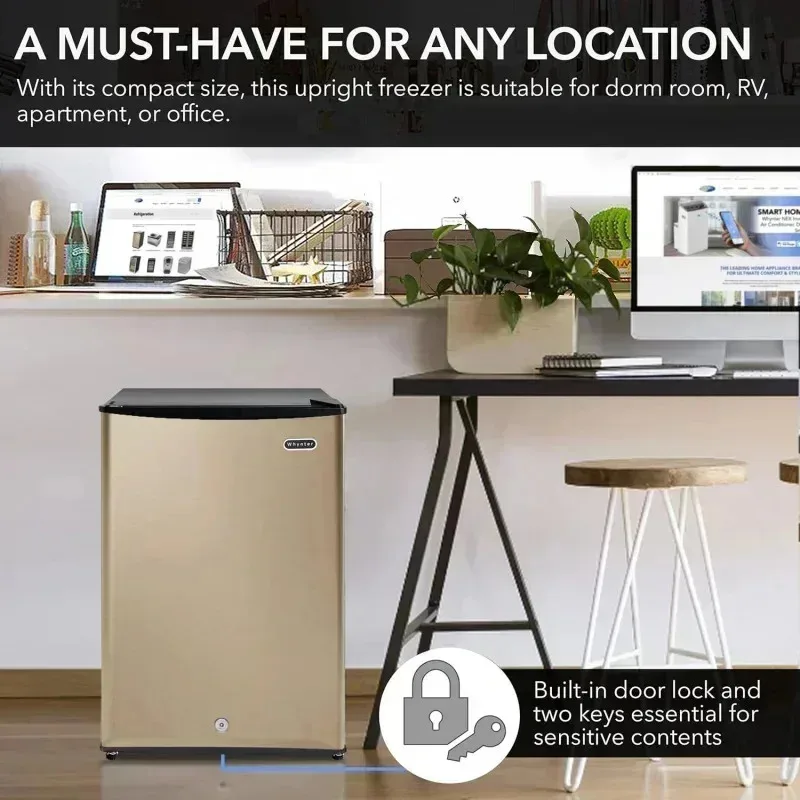 QZA4-Whynter CUF-210SSG 2.1 cu.ft Energy Star Upright Freezer with Lock in Rose Gold,$R