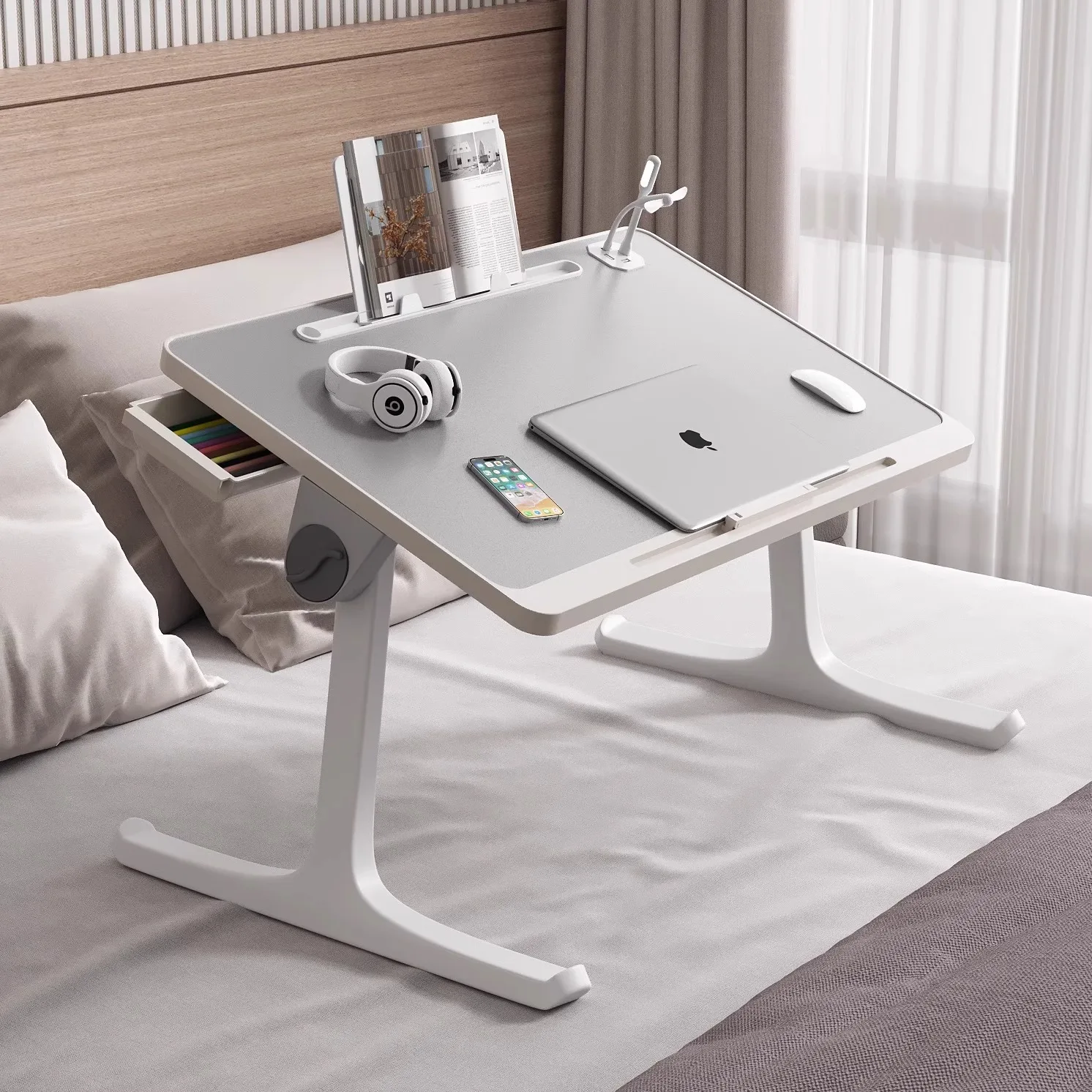 & Foldable Bed Desk Multifunctional Portable Study Table with Storage for Dorm Bedroom Bay Window Balcony Home Use Wholesale