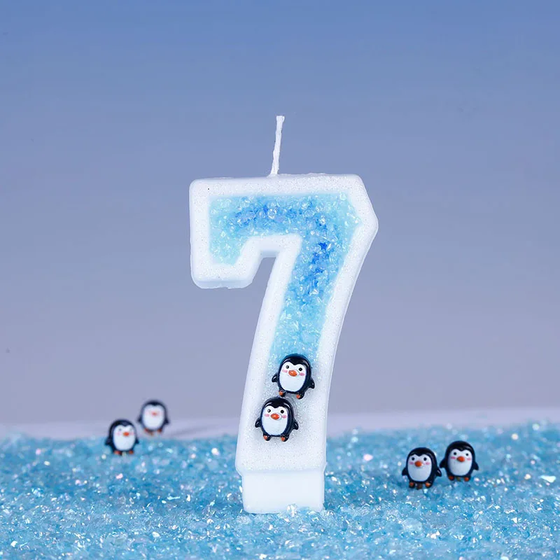 Cute Penguin Birthday Candles 3D Antarctic Glacier 0-9 Number Nice Party Wedding Cakes Decorations