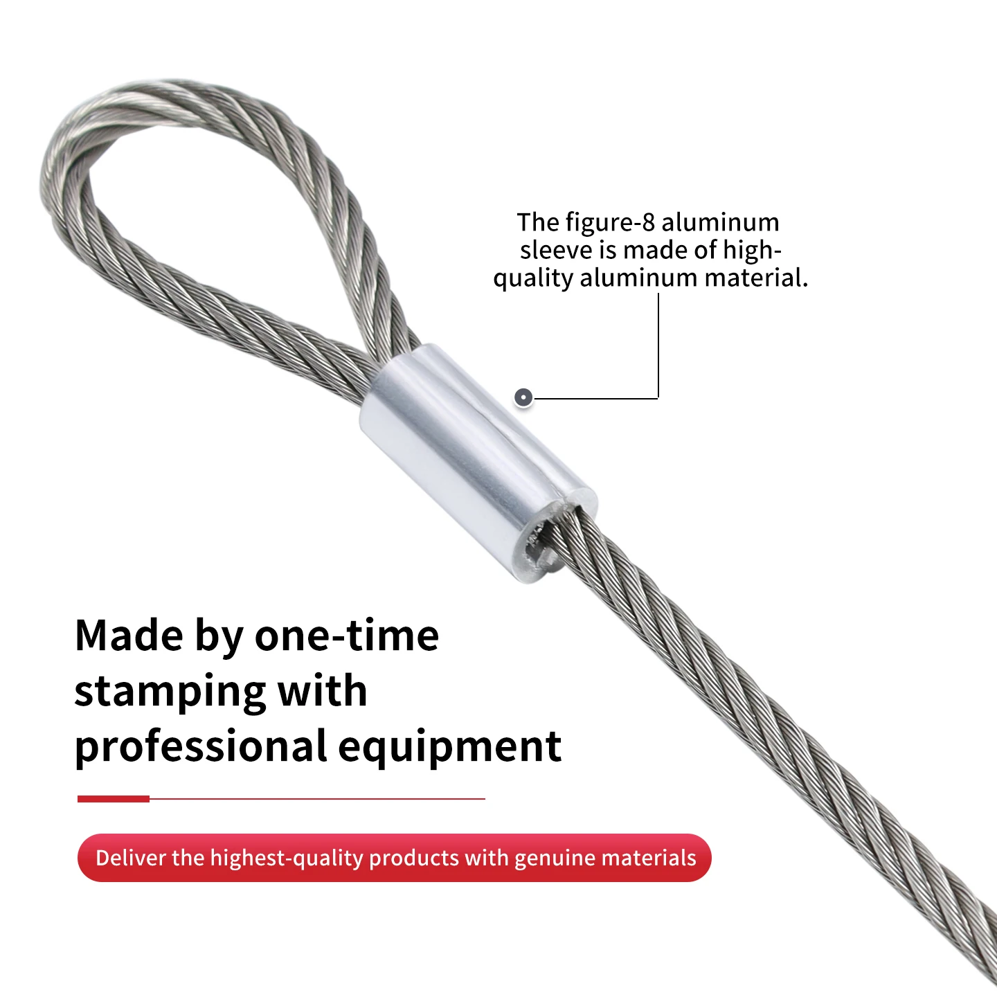 Terminal de cable de prensado tipo ojo de 1,5-6mm, cable de acero inoxidable 304, abrazadera de conexión de cable M4/M5/M6/M8/M10