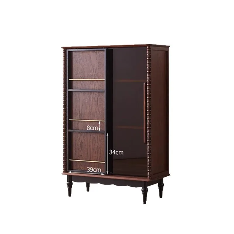 

French solid wood bookcase with glass door living room against the wall display cabinet household antique storage locker