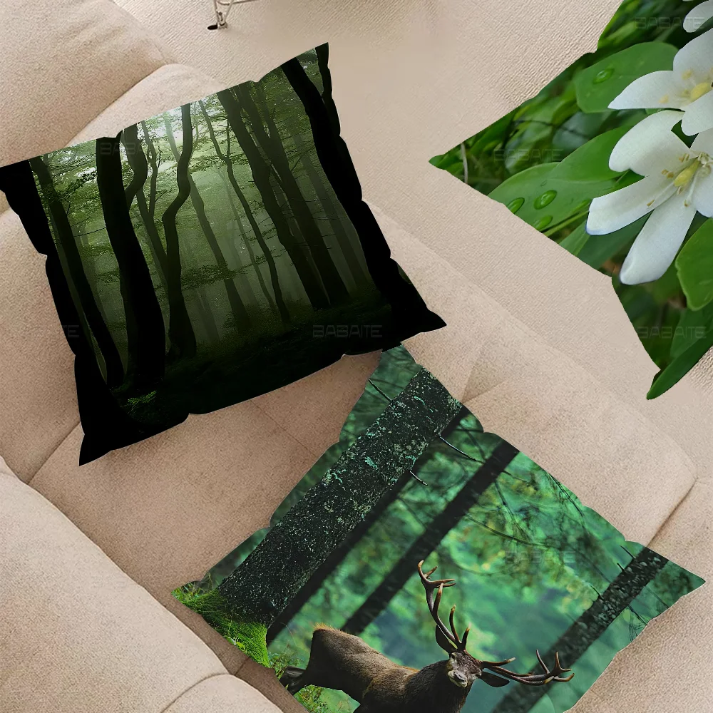 

Green Forest Cushion Cover Pillow Cover Decor Pillowcase Printed Cushion Case For Couch