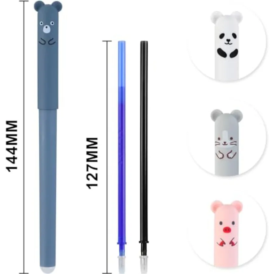 0.5mm Erasable Gel Pens, Pack Cute Cartoon Animal Rollerball Gel Pens able Pens for Adult Writing Calligraphy Note Taking view 3