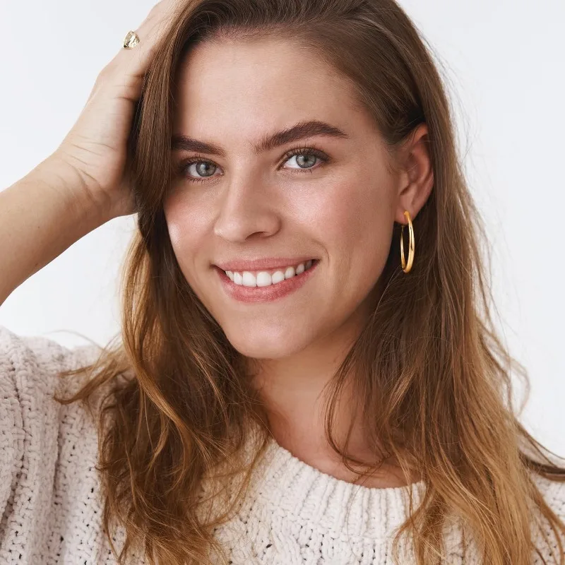 Women's Lightweight 925 Sterling Silver Post Hoop Earrings