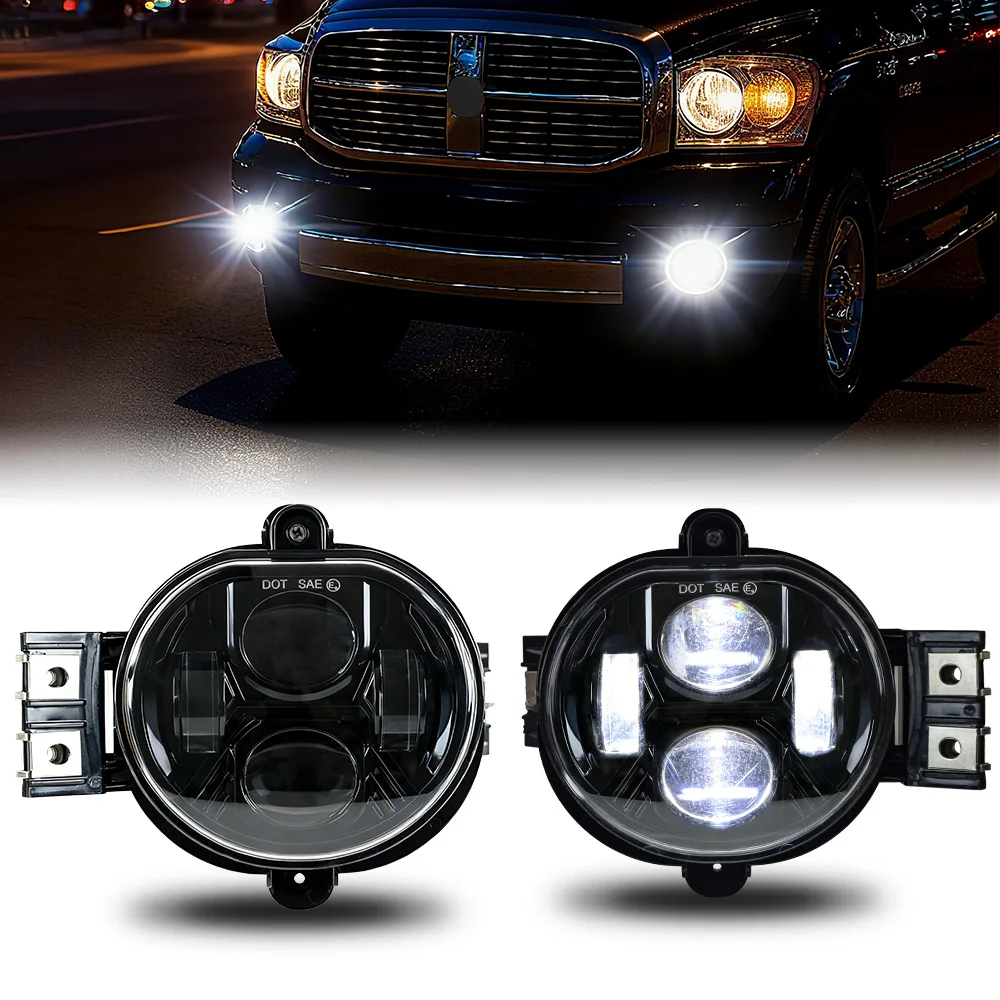 

New Version 4.5 Inch 80W LED Fog Lights with Housing, Waterproof, Compatible with 2002-2008 Dodge Ram 1500 & 2003-2009 Dodge Ram