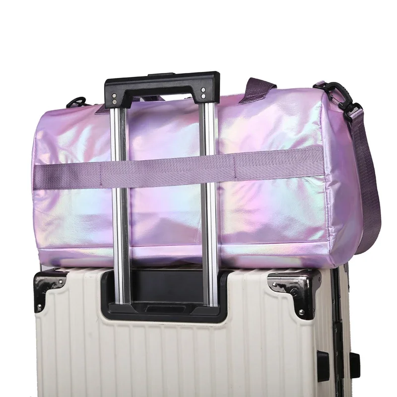 حقيبة نسائية من القماش الخشن للسفر من النايلون ذات سعة كبيرة، حقيبة صالة الألعاب الرياضية مع حجرة للأحذية، متعددة الاستخدامات للرياضة واللياقة البدنية #4