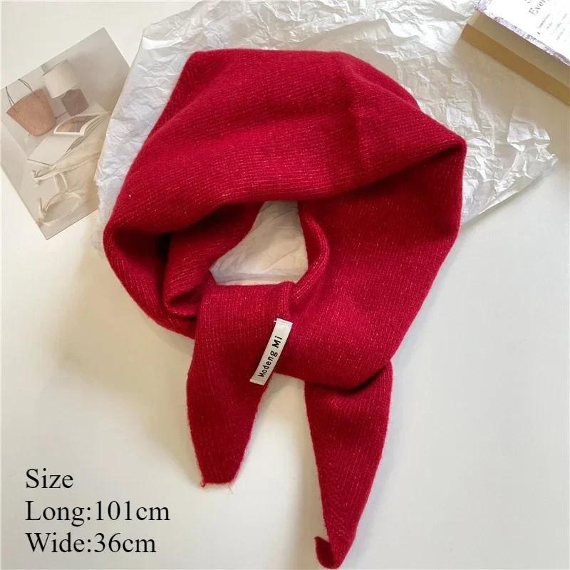 Winter Korea Knitted  Triangle Scarf Wool Warm Shawl Scarf Women Neck Protection Smallscarf Cashmere Scarf