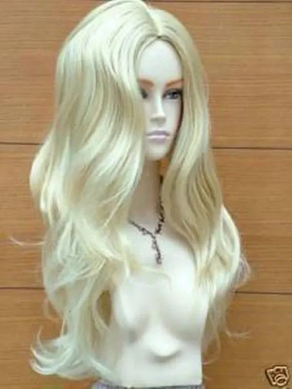 

Wholesale hot! New Fashion Long Platinum Blonde Wavy Wig