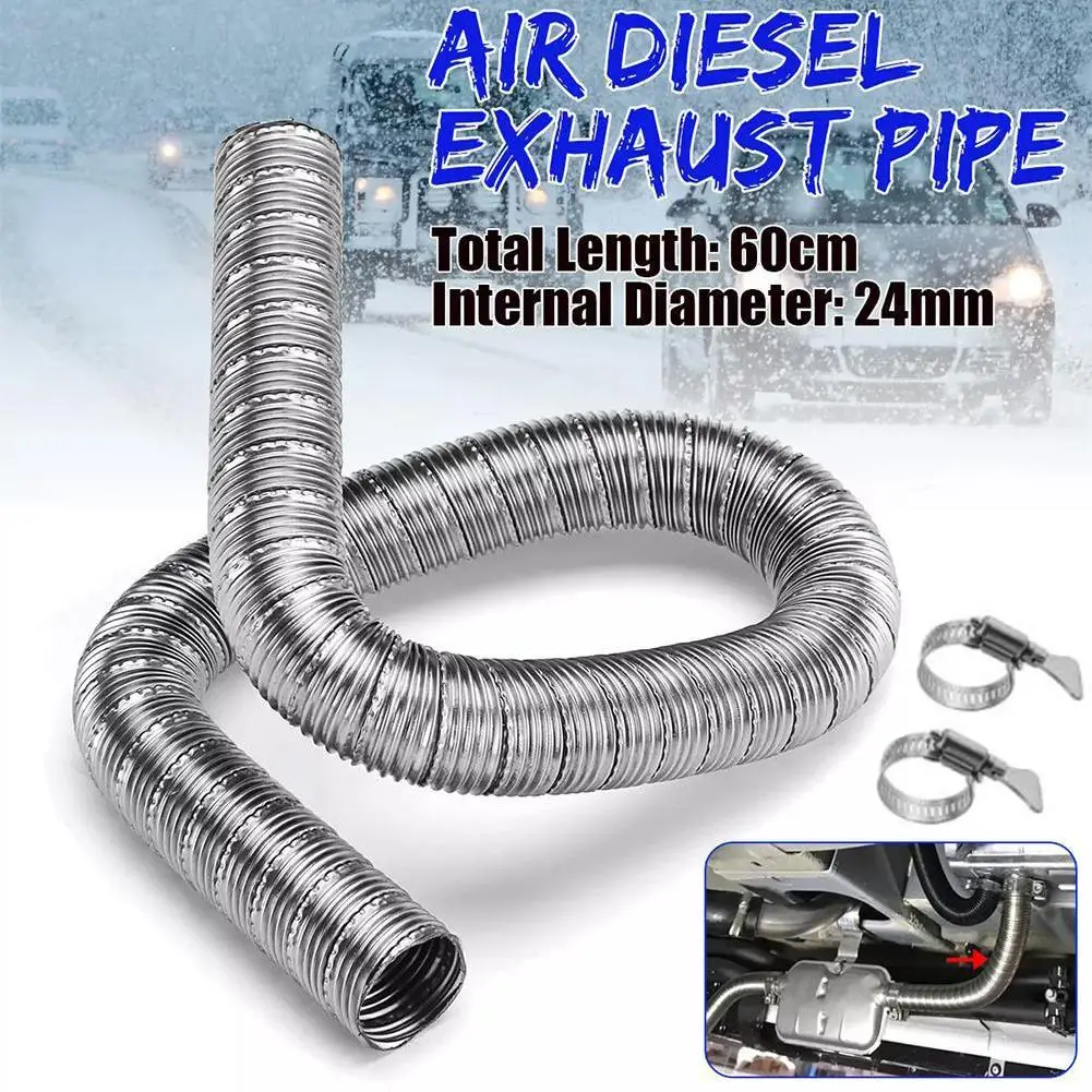 60-150cm Dual-layer Car Heater Exhaust Pipe Air Diesel Parking Heater Exhaust Hose Line Stainless Steel