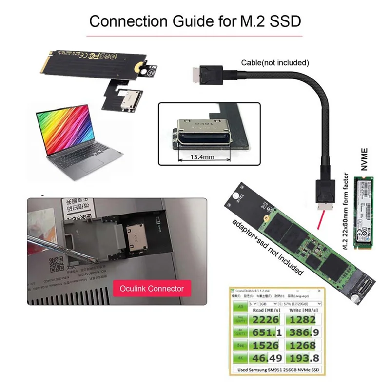 Well Made-PCI-E 3.0 M.2 M-Key To Oculink SFF-8612 SFF-8611 Host Adapter For Thinkbook 14+ External Graphics Card And SSD