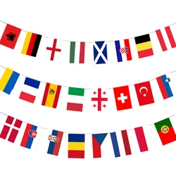 European 24 Participating Teams Flags EURO Football Championship Fabric Bunting for Garden, Bar, Restaurant and Party Decoration