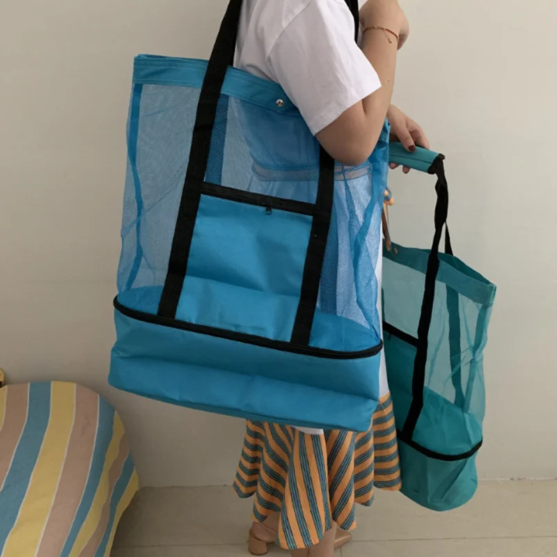 Summer Storage Large Beach Bag Mesh Shoulder Bags For Toys Waterproof Large Capacity Shopper Tote Bag