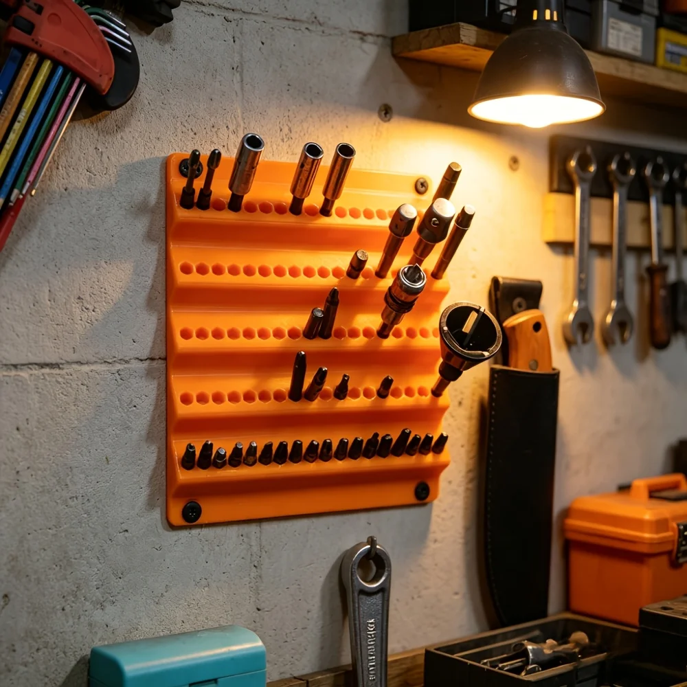 Wandmontiertes Sechseckiges Aufbewahrungsregal für Schraubendreher-Bits, geeignet für 6,3-mm-Bits, Sortierhalterung für Haushalt und Garage – Detail 4