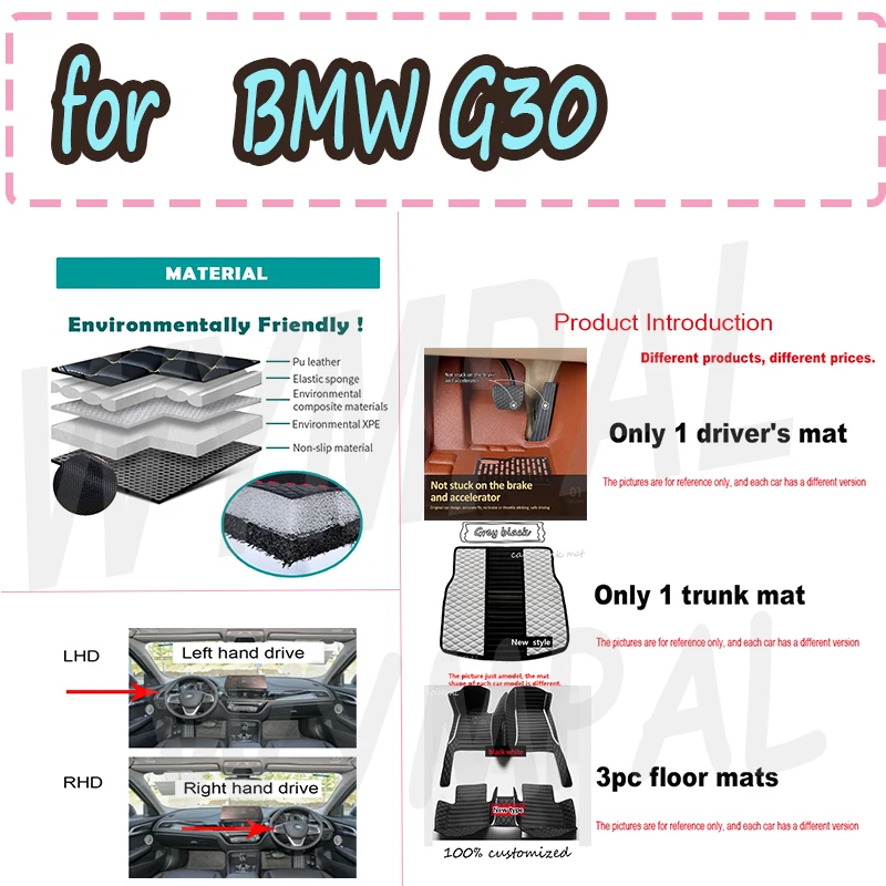 

Роскошные автомобильные коврики на заказ для BMW G30 2020 2021 2022, авто роскошные кожаные мужские и женские автомобильные коврики с полным покрытием