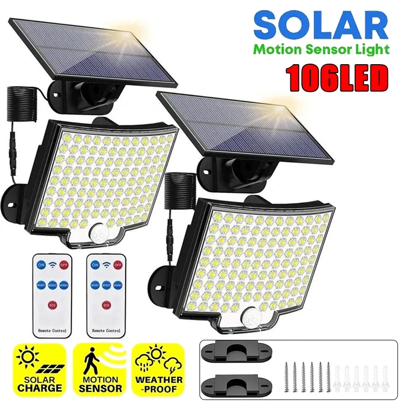 

Ultra Bright LED Solar Light Human Sensing Courtyard Energysaving Light Waterproof Outdoor Wall Lighting Road Split Street Light