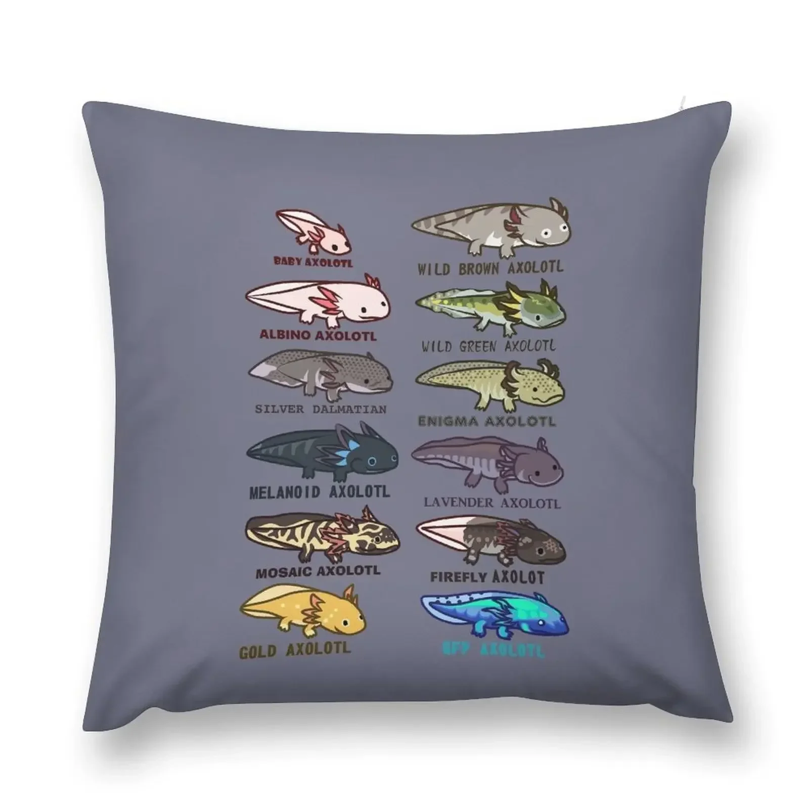 axolotl morphs and colors Throw Pillow Cushions Home Decor Decorative Cushion pillow