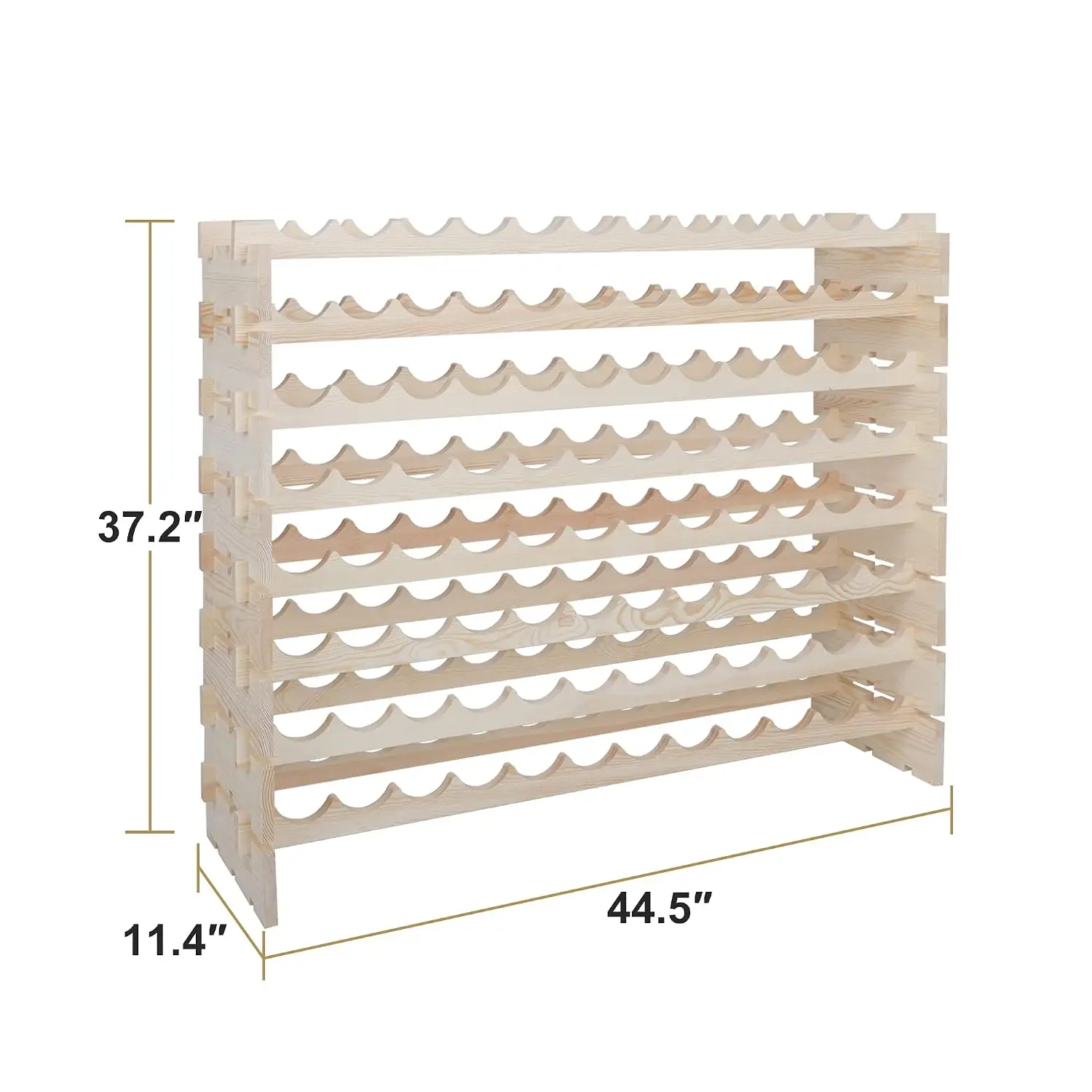 96 Bottle Modular Wine Rack Freestanding Floor Wine Holder, Stackable Wine Storage Rack Display Shelves, Solid Wood, Customized