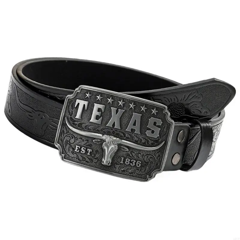 Men Retro Belt Embossed PU Leather Jeans Waist Strap Clothing Accessories Gift