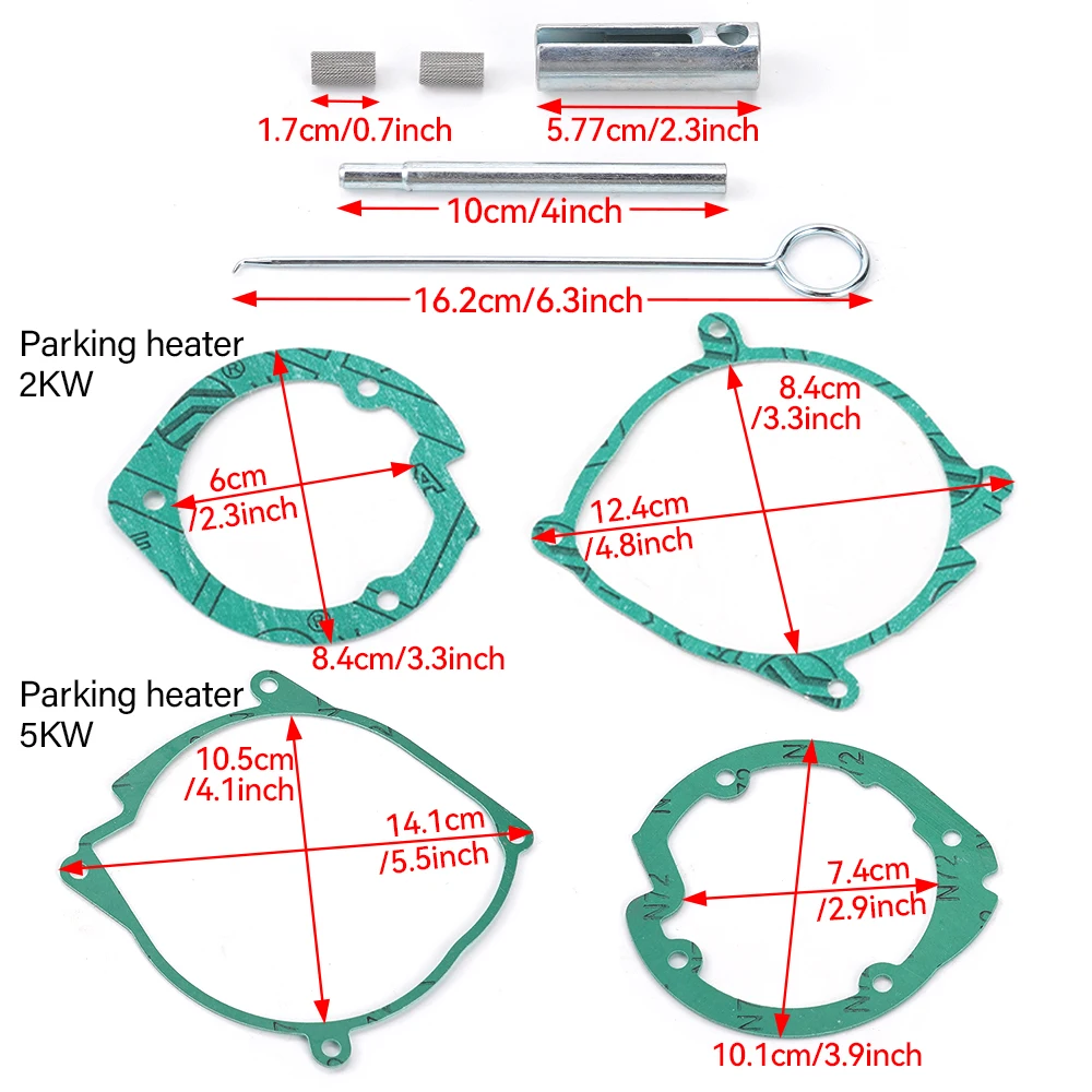 Kit de reparación de bujías incandescentes, 2/5KW, 12V, 24V, piezas de reparación de calentador de estacionamiento diésel de aire, Kit de mantenimiento de herramientas de instalación para extracción de barcos y coches y camiones